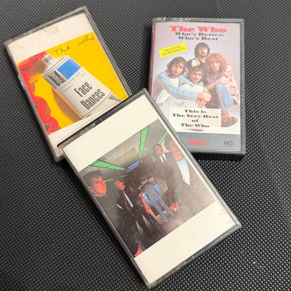 Vintage 80’s cassette tapes- The Who -Face Dances,  It’s Hard, Who’s Better…